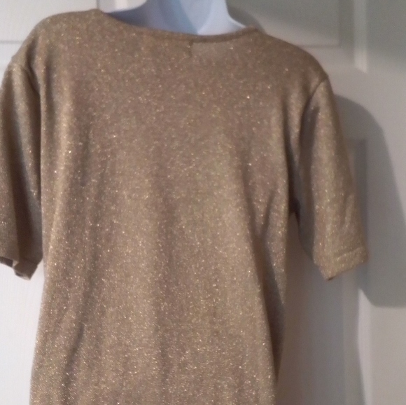 VINTAGE Silk Knits by Catharine Lover  Gold Metallic Evening Top Sz Small - Picture 2 of 5